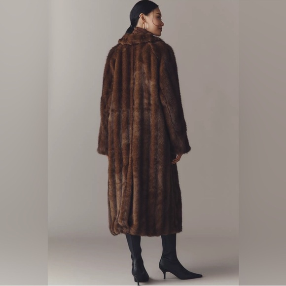 Anthropologie Maeve faux fur long coat - Picture 3 of 6